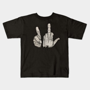 Index and Middle Finger Vintage BW Kids T-Shirt